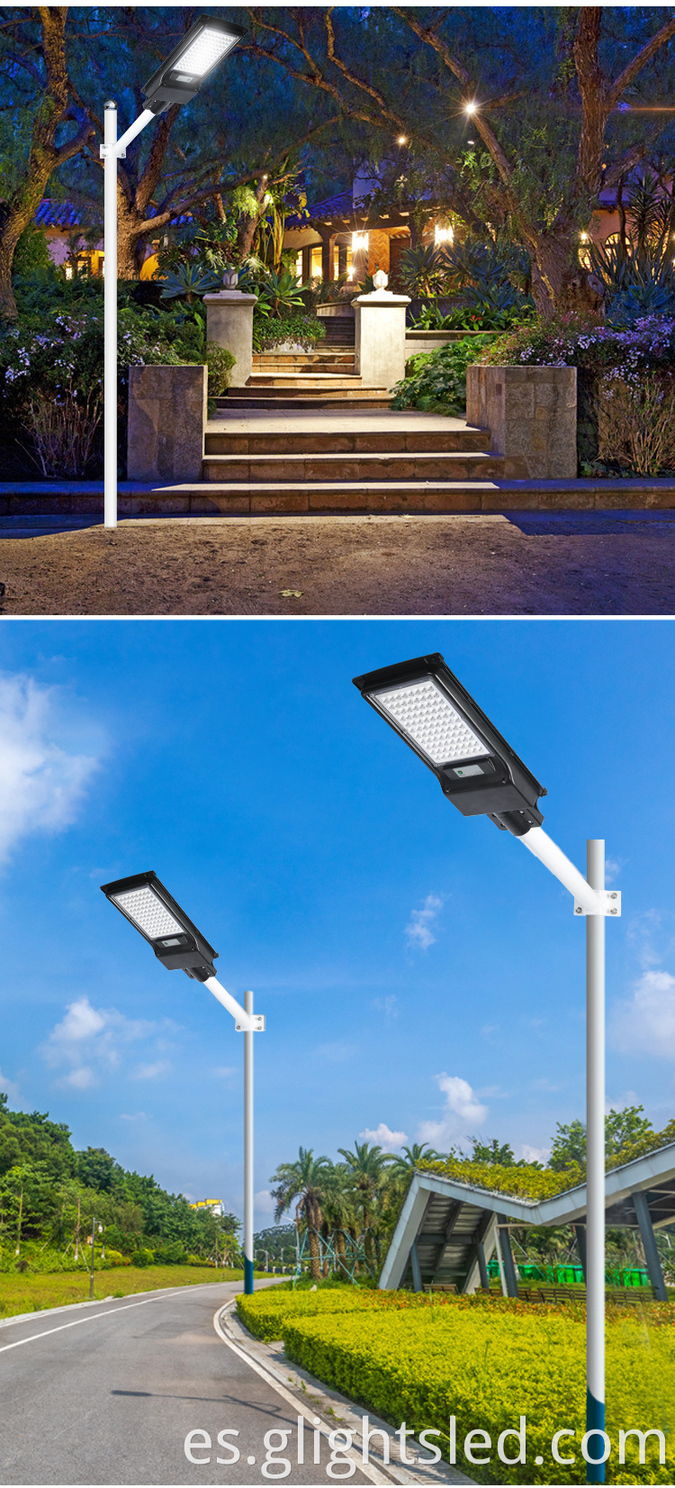 IP65 impermeable al aire libre 80w 120w todo en un alumbrado público solar integrado SMD led